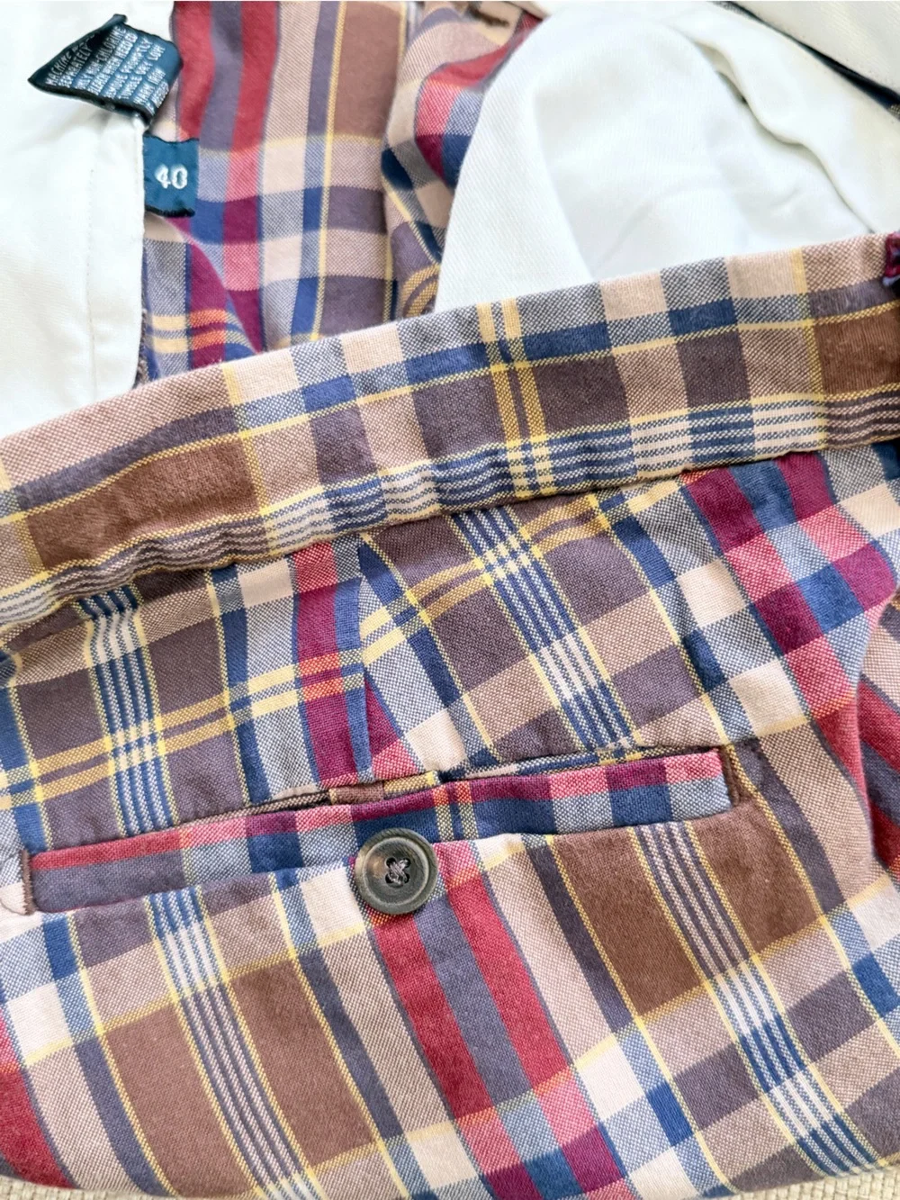 Polo Ralph Lauren Madras Plaid Flat Front Shorts Size 40 Cotton Preppy Flaw